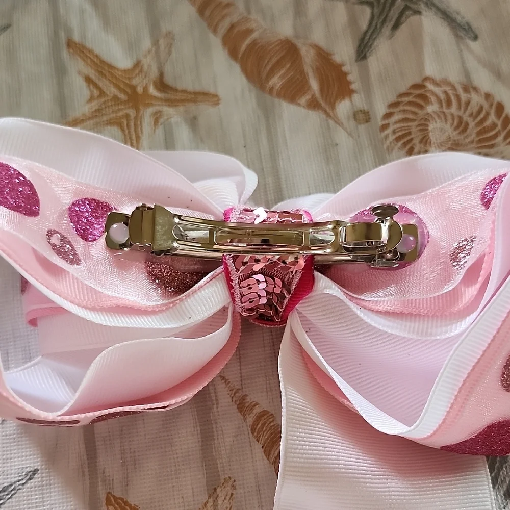 Pink Polka Dot Hair Bow for Kids